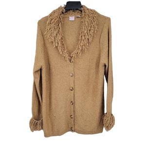 Southern Expressions Women's Vintage Cardigan With Faux Shearling Collar